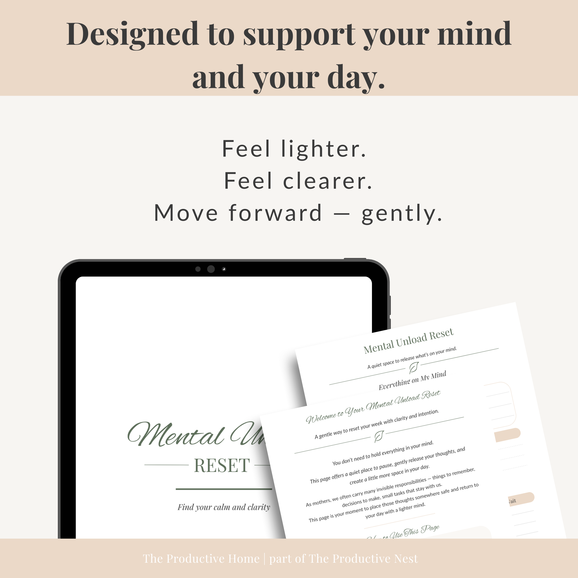 Mental Unload Reset Page for Moms | Brain Dump Worksheet for Clarity