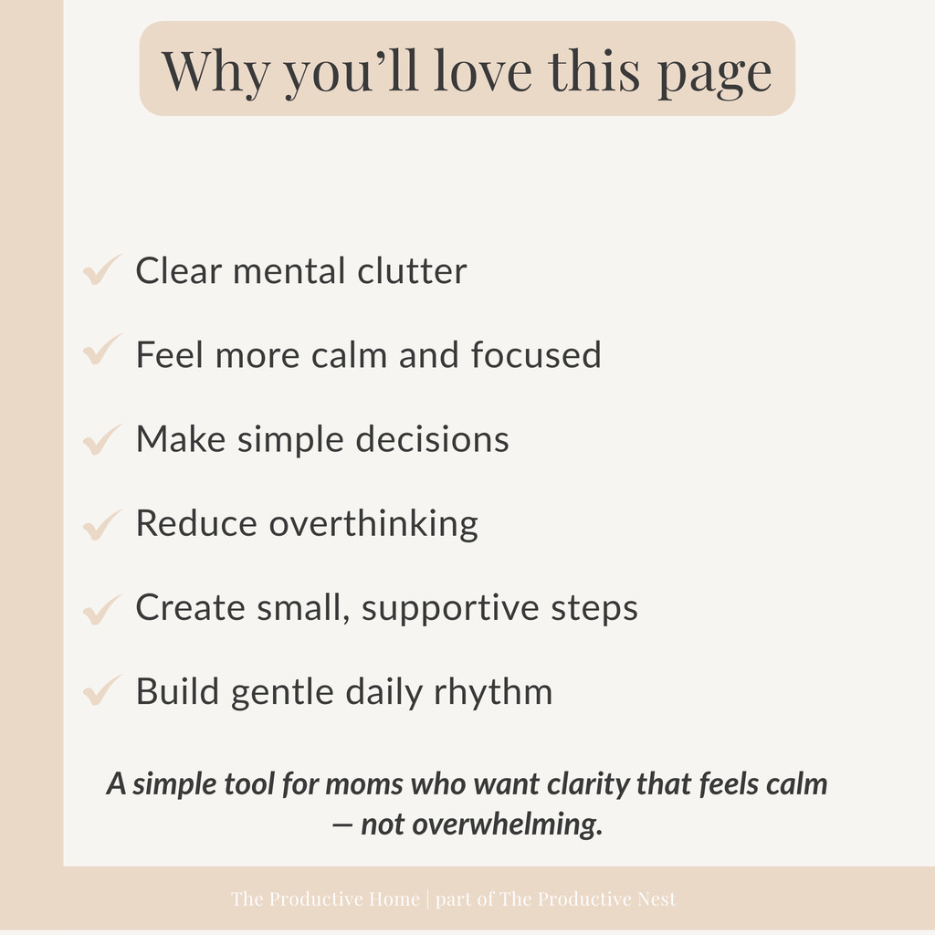 Mental Unload Reset Page for Moms | Brain Dump Worksheet for Clarity