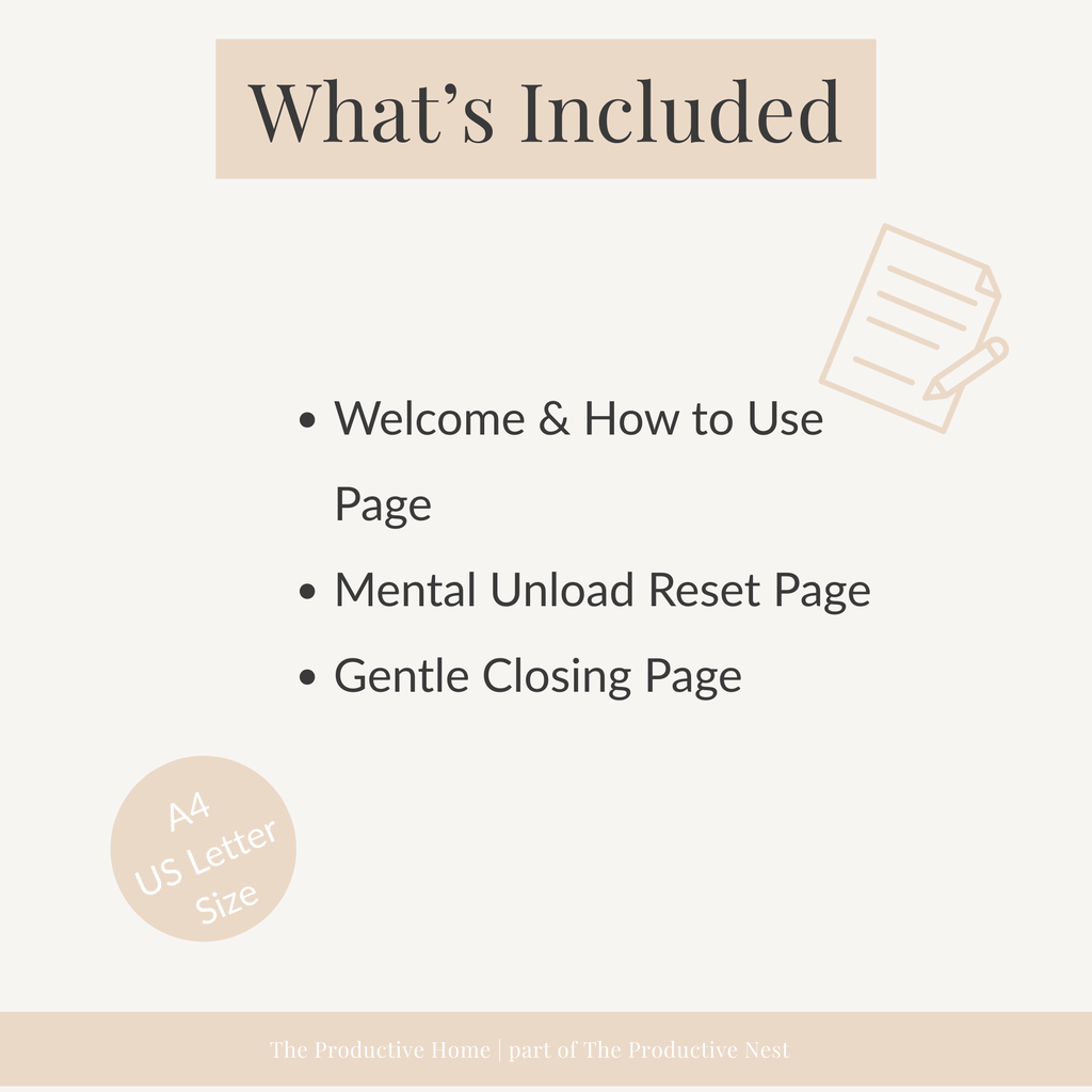 Mental Unload Reset Page for Moms | Brain Dump Worksheet for Clarity